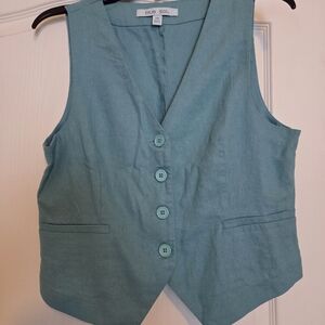 Duo Soli Teal Button-Up Vest Top